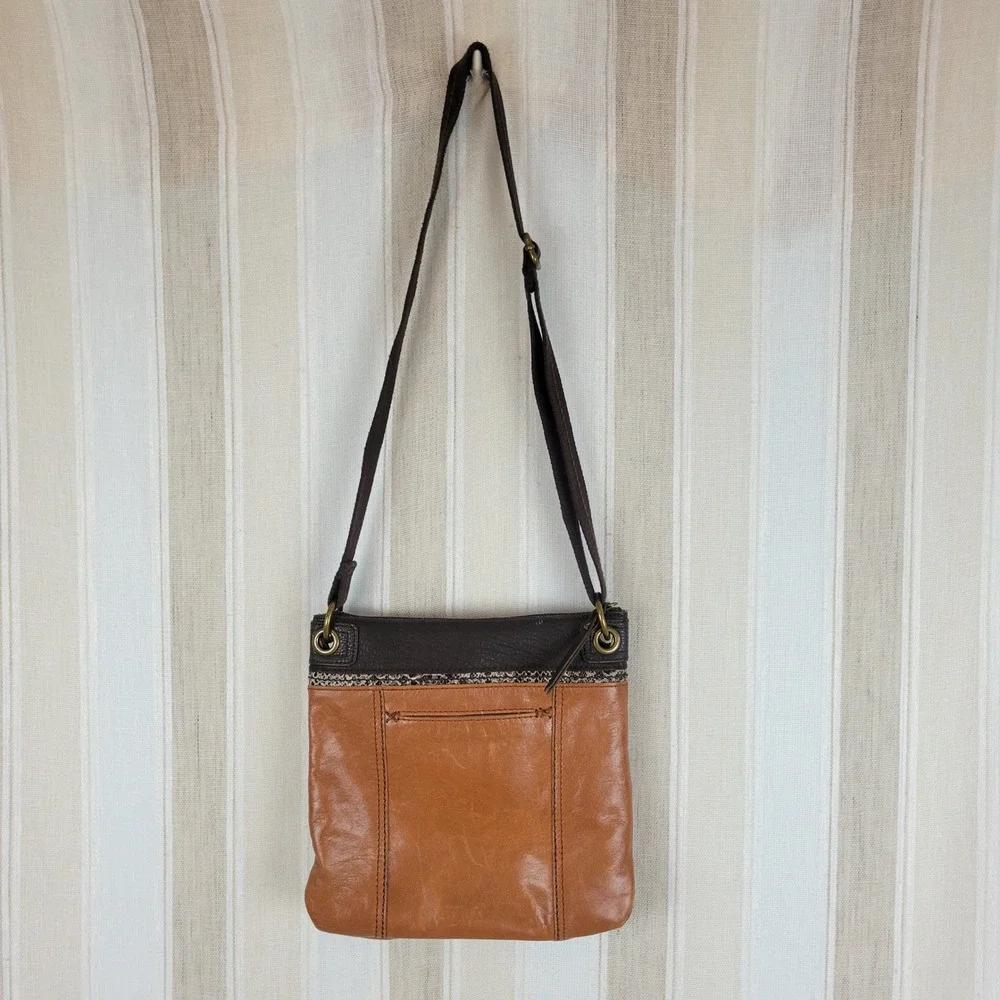 The Sak Genuine Leather Crossbody‎ Bag Purse Brown Tan